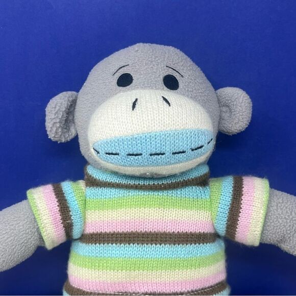 Dan Dee Collector’s Choice 15” Sock Monkey Gray w/ Pastel Sweater - Picture 3 of 9